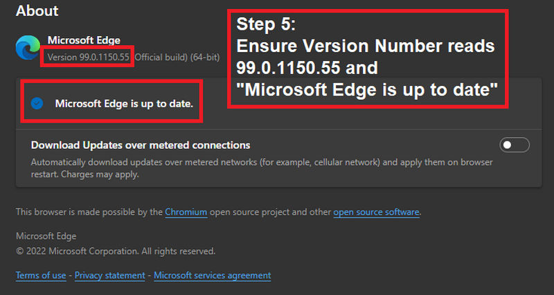 Updating Microsoft Edge Step 5