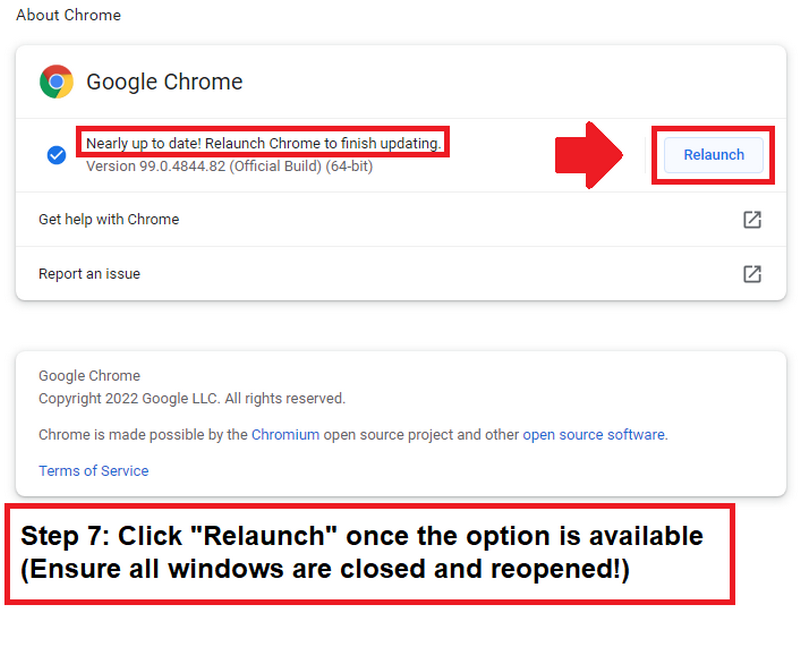 Updating Google Chrome Step 7