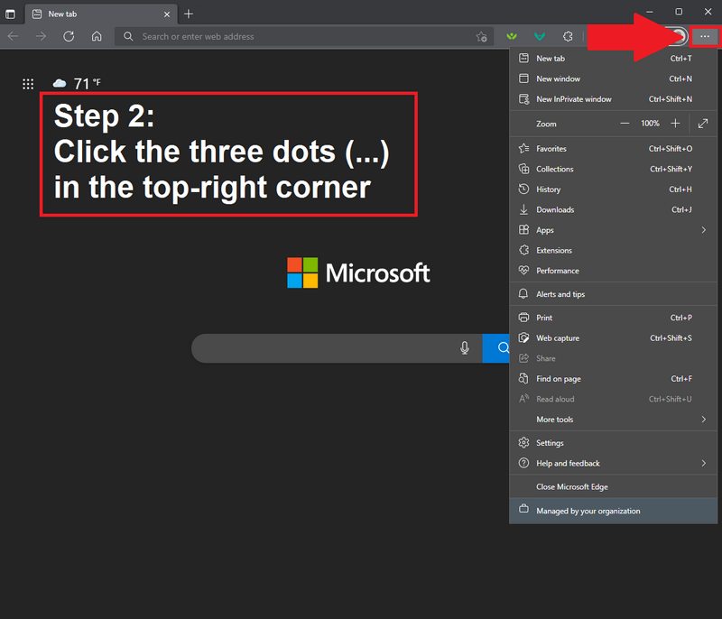 Updating Microsoft Edge Step 2