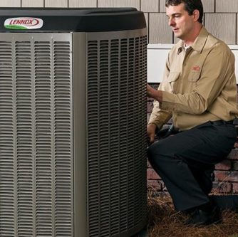 HVAC Technician interacting with a Lennox
