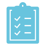 Icon of a clipboard in blue