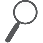 Icon of a magnifying glass in gray
